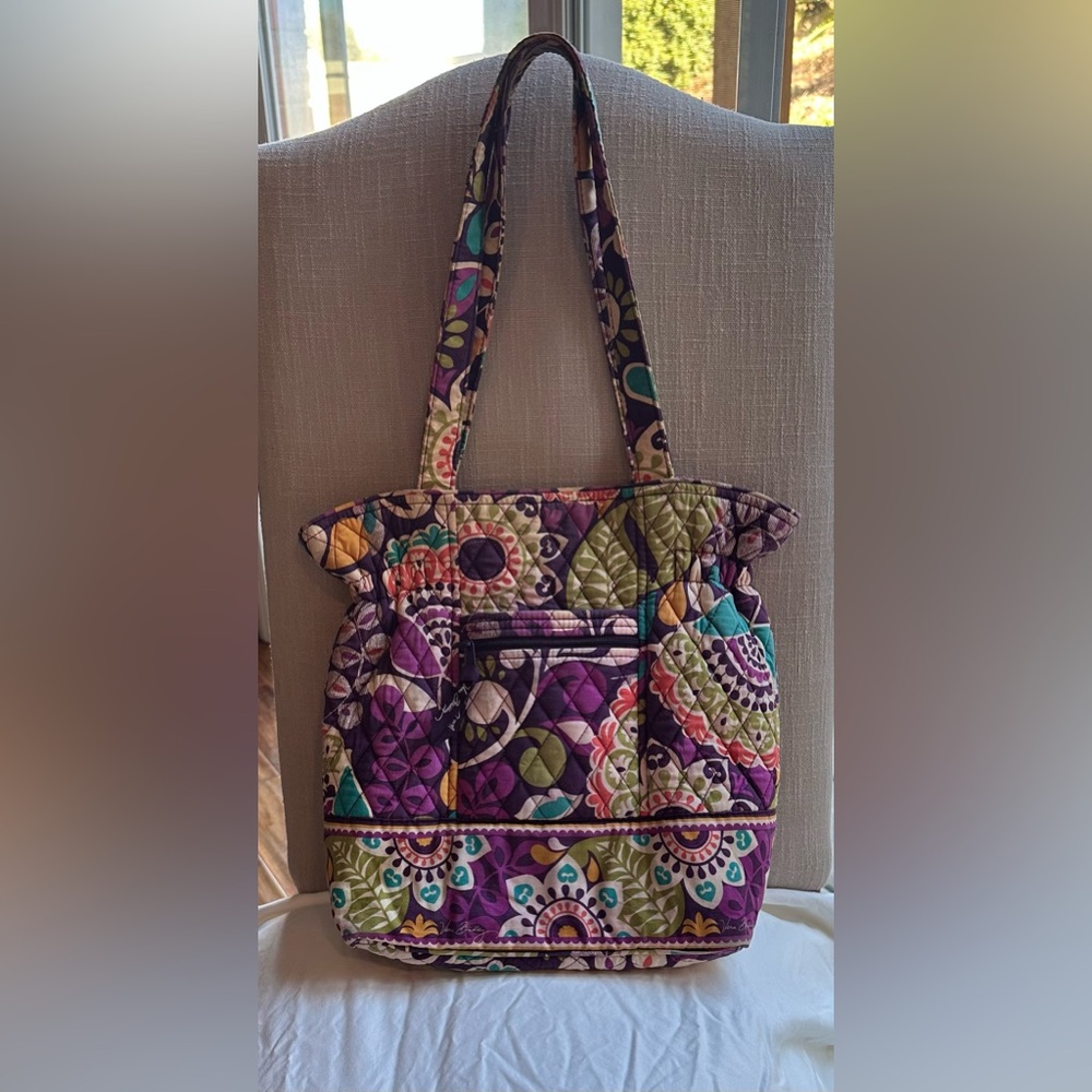 Vera Bradley Plum Crazy Medium Purse Shoulder Bag Retired Pattern